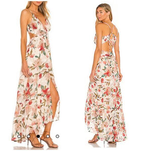 ASTR THE LABEL Frolic Maxi Dress Floral Cut Out Slit Hem Wedding Event Formal